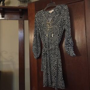 Michael Kors Geometric Dress with Gold Chain